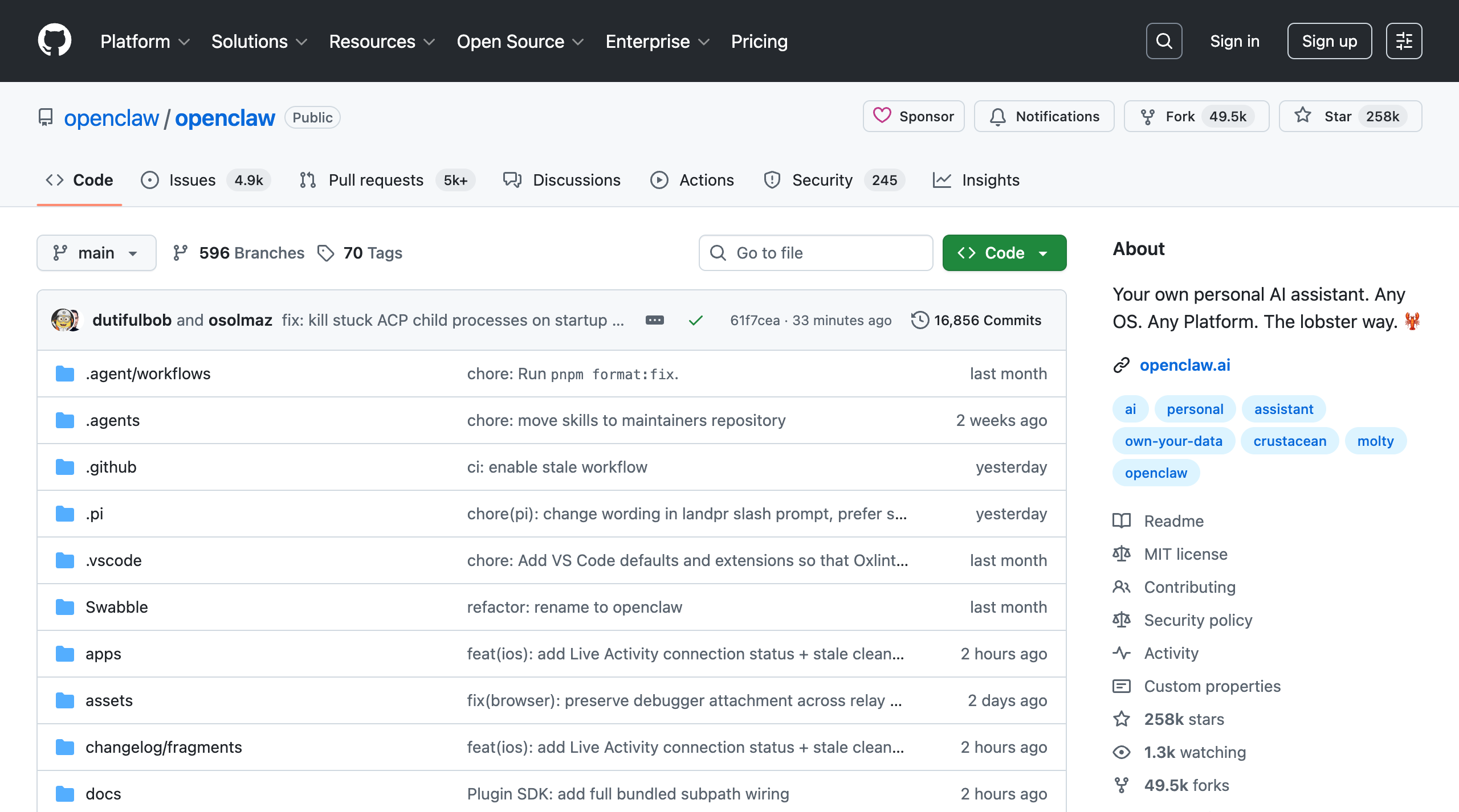 OpenClaw GitHub 仓库——2026 年增长最快的开源项目之一，Star 数突破 25 万